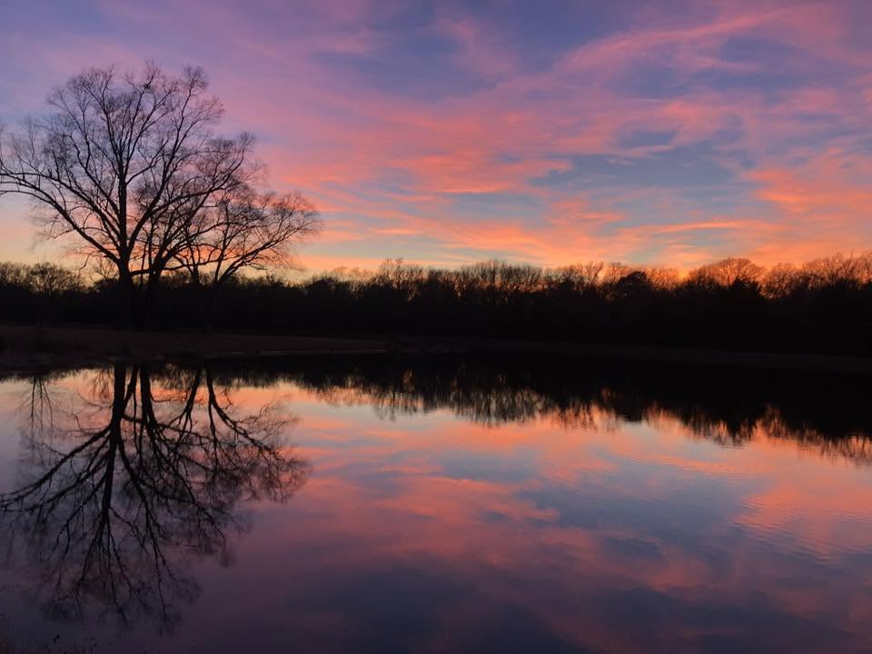 Sunset reflected on a Country Place lake